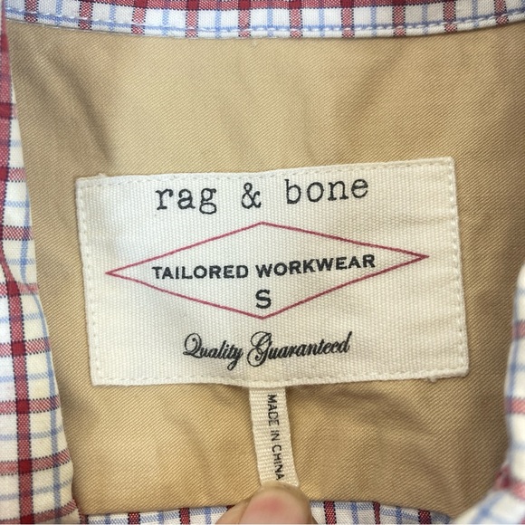 rag & bone Tailored Workwear Button Down Shirt Men's Small Cotton Red White - Picture 3 of 13